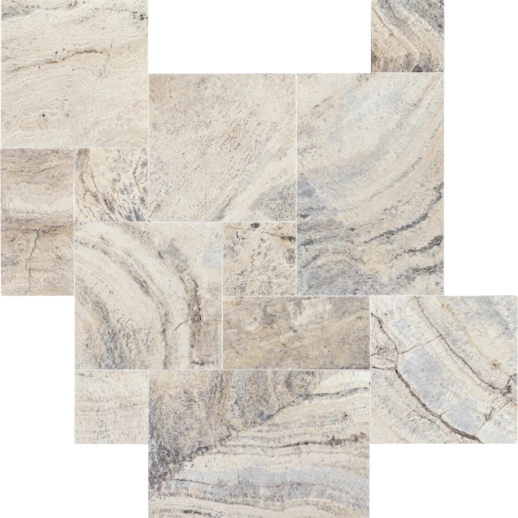 Alaska Gray Travertine, French pattern, 3 pcs