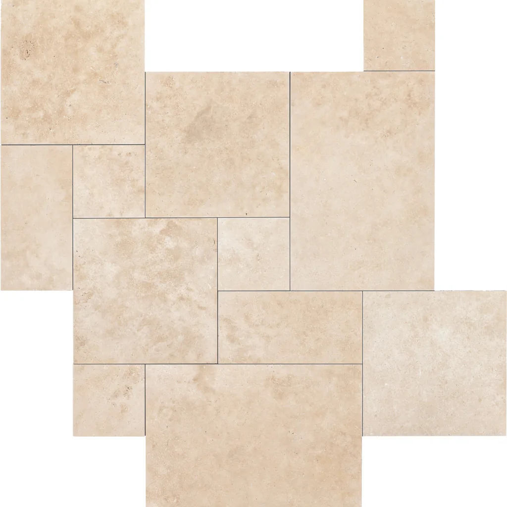 Light Ivory Travertine, French pattern, 3 pcs