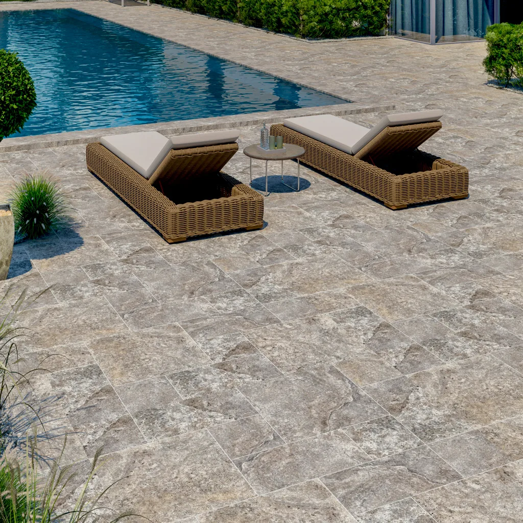 Silver Travertine installed