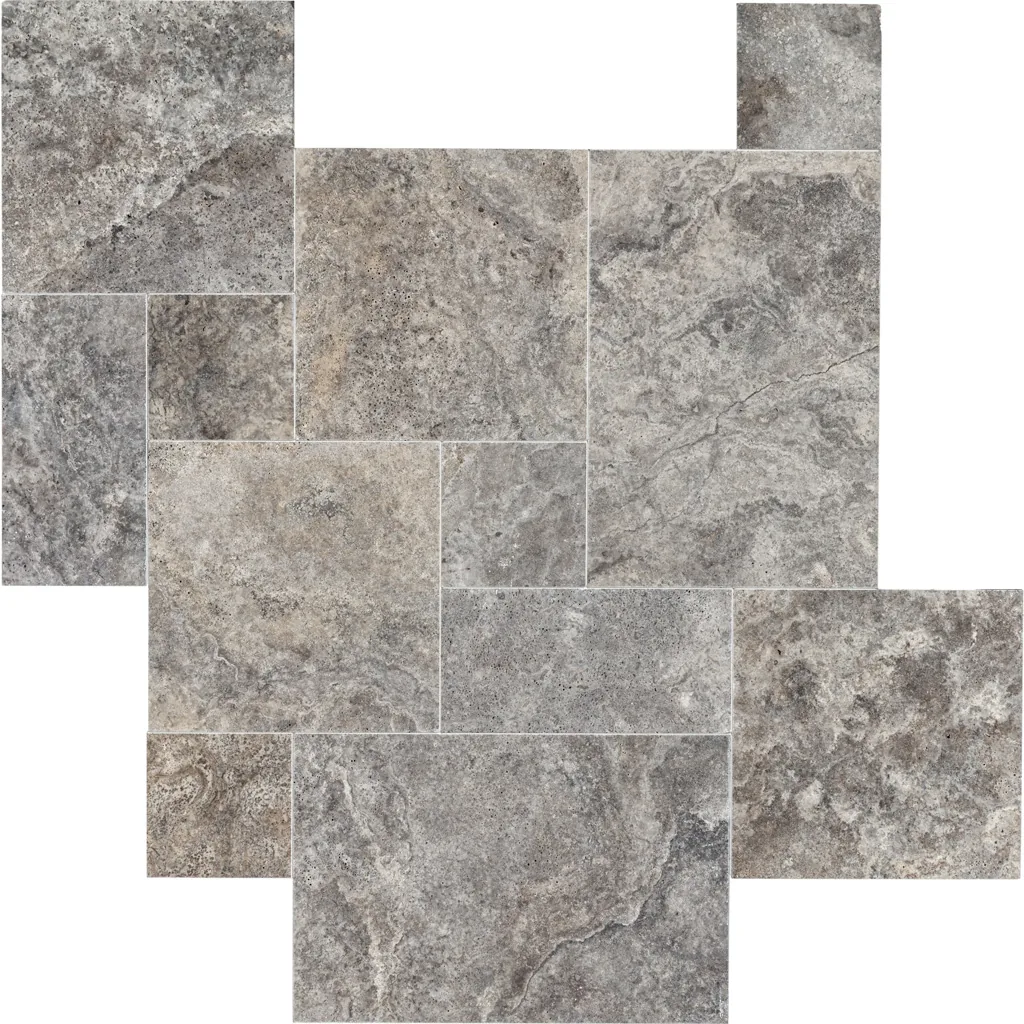 Silver Travertine, French pattern, 3 pcs
